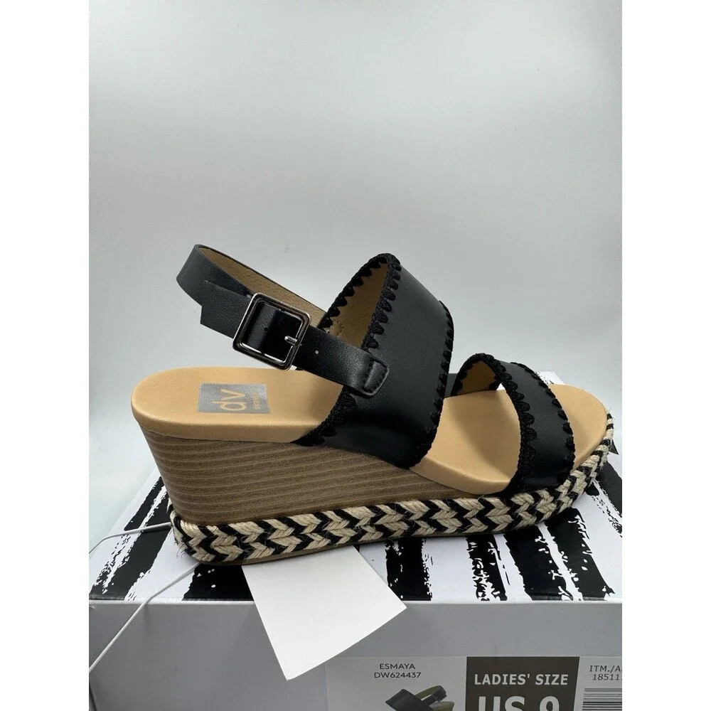 Dolce Vita Black Esmaya Espadrille Platform Wedge Sandals NEW Size 9